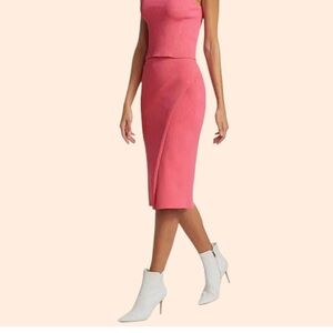 New Jonathan Simkhai Camellia Midi Skirt Sz XS Pink Ribbed